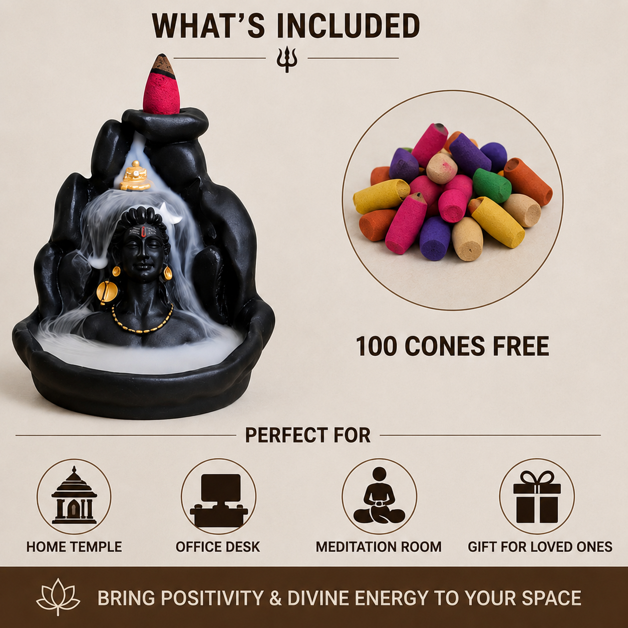 Adiyogi Backflow Incense Fountain