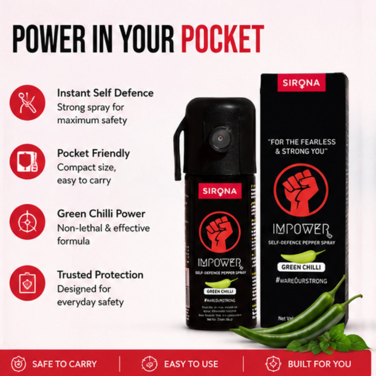 Pepper Spray | Pocket Size | Green Chilli Formula | 55 ml