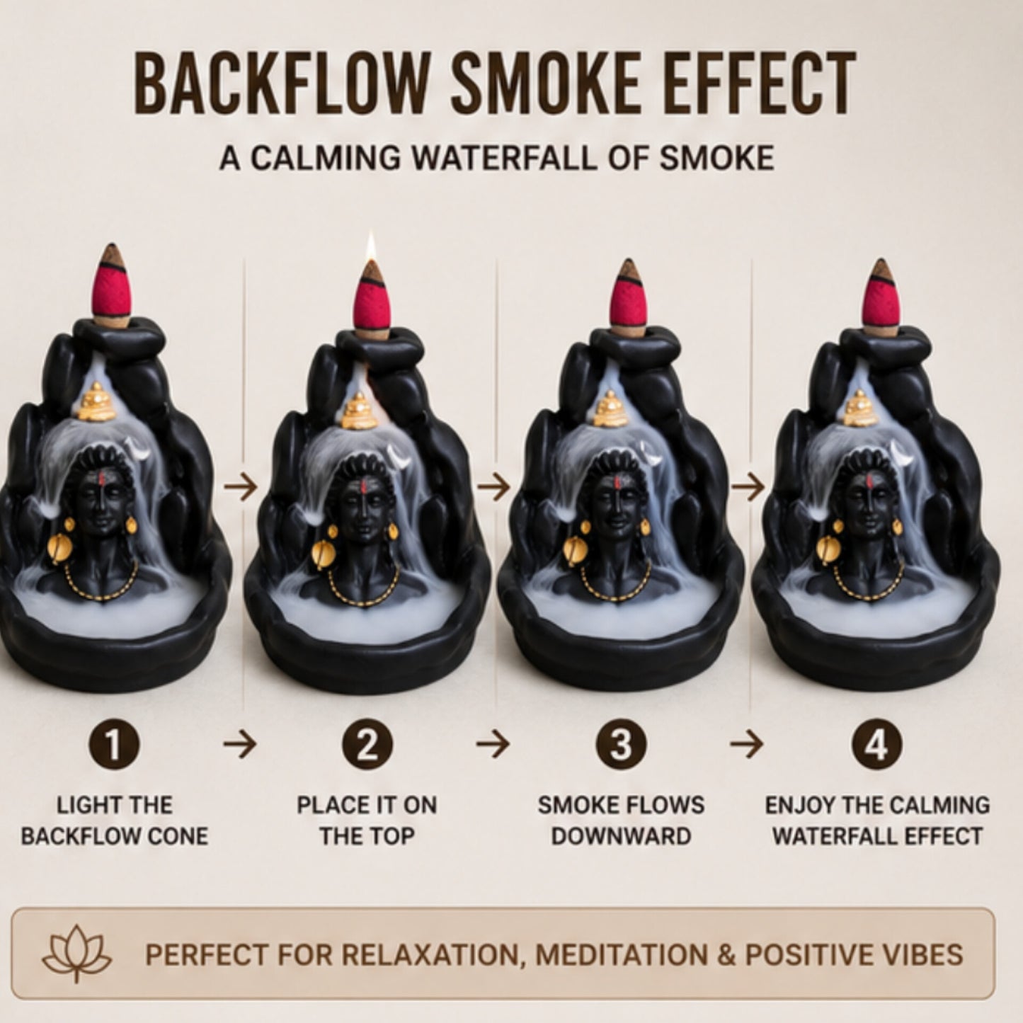Adiyogi Backflow Incense Fountain