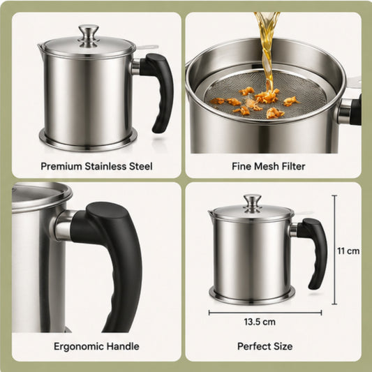 2-in-1 Stainless Steel Oil Strainer Pot