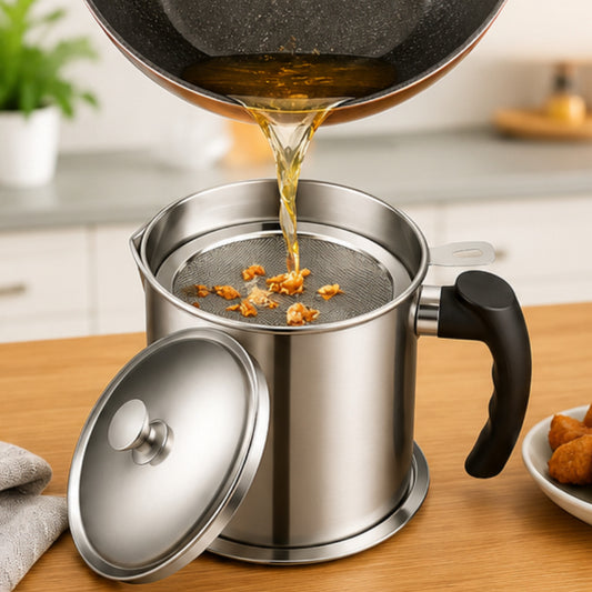 2-in-1 Stainless Steel Oil Strainer Pot