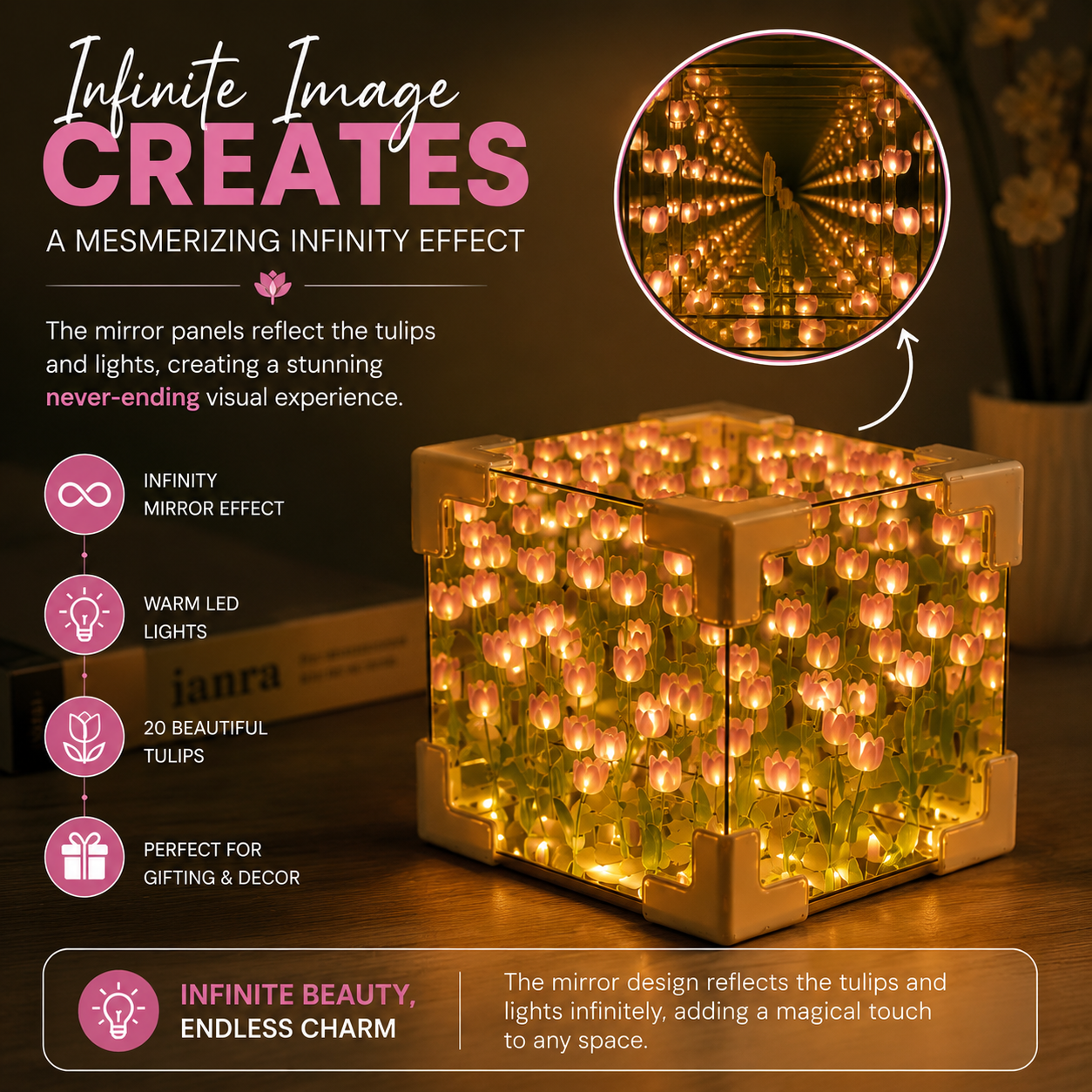 Infinity Mirror Tulip Lamp